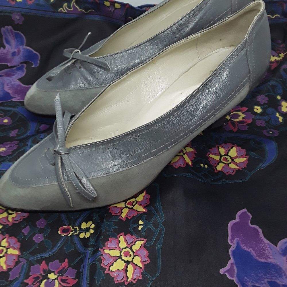 Vintage Mes Amis by Gorolini Italy Suede Hell Shoes Size 8M Grey Color